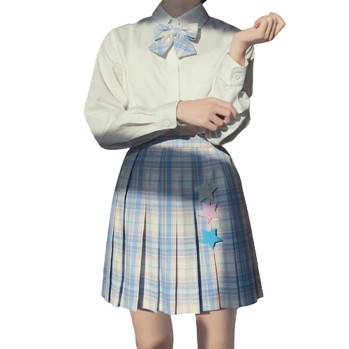夏日咸鱼祭 玻璃弹珠 JK制服 女士格裙 XDH-G19002 粉蓝 42cm S