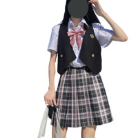 夏日咸鱼祭 粉切黑 JK制服 女士格裙 42cm S