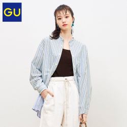GU 极优 男装府绸宽松立领衬衫(条纹)衬衫男优衣库姐妹品牌332625