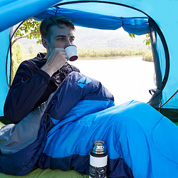 MOBI GARDEN 牧高笛 户外装备 成人户外旅行可拼接保暖室内露营单人隔脏棉睡袋1.0KG EX19562001 海蓝（左）