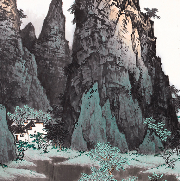 橙舍 白雪石原作版画《千峰竞秀》画框尺寸60cm*120cm 宣纸 限量999版