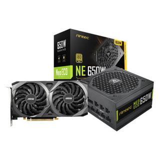 Antec 安钛克 NE650 金牌（90%）全模组ATX电脑电源 650W+微星 MSI 万图师 RTX 3060 12G 游戏显卡 套装