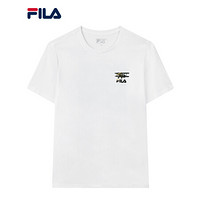 FILA 斐乐官方 男士短袖T恤2021秋季新款时尚潮流舒适印花男上衣 标准白-WT 190/108A/XXXL