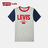 Levi's 李维斯 儿童撞色LOGO短袖T恤 灰花灰 140cm