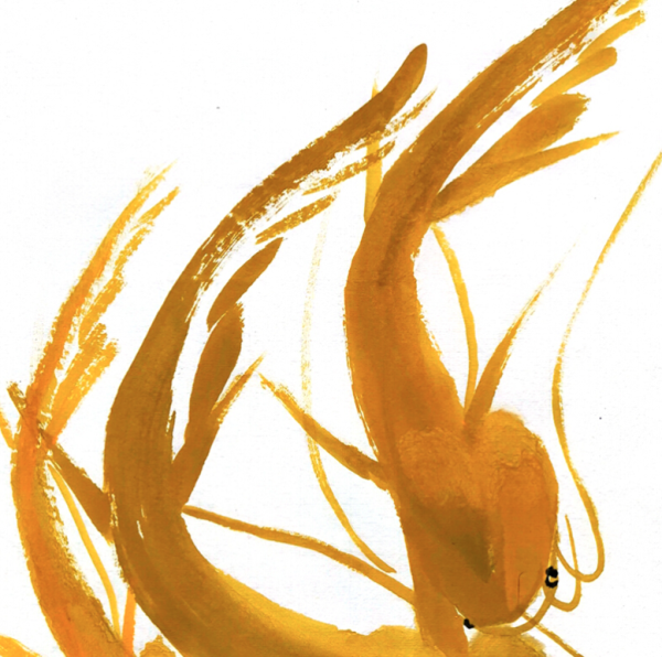 齐白石嫡系后人齐艳芳大写意系列鲶鱼2333cm宣纸不含装裱