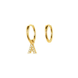 APM Monaco 新款不对称金色字母锆石耳环耳饰送礼礼物