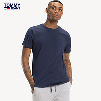 TOMMY HILFIGER 汤米·希尔费格 TOMMY JEANS男装经典春夏简约纯棉刺绣旗标圆领短袖T恤DM0DM04411