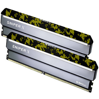 G.SKILL 芝奇 Sniper X 狙击者系列 DDR4 3200MHz 台式机内存 马甲条 数码黄 16GB 8GB*2 F4-3200C16D-16GSXKB