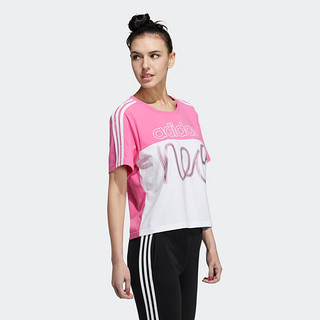 adidas NEO W Brlv Tee2 女子运动T恤 H61978 亮粉/白 XS