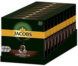 JACOBS Jacobs Espresso咖啡胶囊 强度10/12 200 Nespresso 兼容胶囊，10 x 20杯