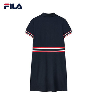 FILA 斐乐官方女子连衣裙2021夏季新款时尚休闲POLO连衣裙子女裙 传奇蓝-NV-F11W021310G 165/84A/M