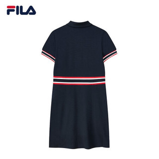 FILA 斐乐官方女子连衣裙2021夏季新款时尚休闲POLO连衣裙子女裙 传奇蓝-NV-F11W021310G 165/84A/M