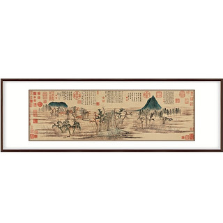 弘舍 赵孟頫《鹊华秋色图》150×55cm 新中式客厅装饰画山水画国画书房挂画原作版画