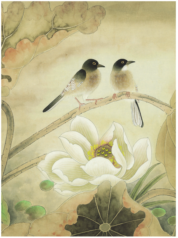 橙舍 朱晓《相守》挂画 国画花鸟工笔画 60*60 新中式客厅装饰画 收藏