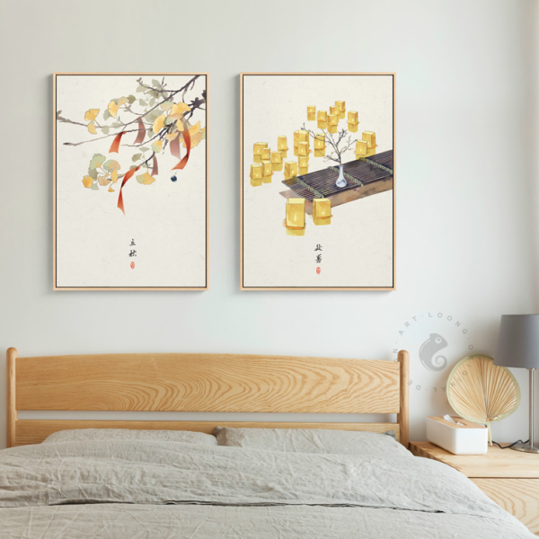海龙红 黄婉插画作品《二十四节气》43x60cm 油画布 实木框