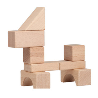 可爱布丁 儿童积木拼图玩具 进口榉木大颗粒数字形状认知手抓板拼装玩具