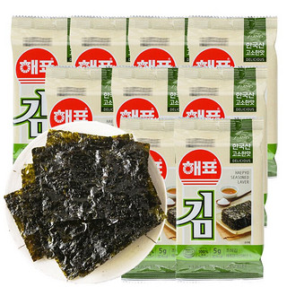 韩国进口 海牌 传统海苔45g（5g*9包）原味休闲海苔寿司零食 儿童海味零食