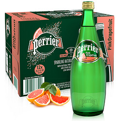 perrier 巴黎水 法国原装进口 Perrier巴黎水西柚味气泡水 天然矿泉水 750ml*12玻璃瓶整箱装