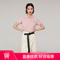 HLA 海澜之家 2021夏季新款女士含新疆棉刺绣短袖POLO衫