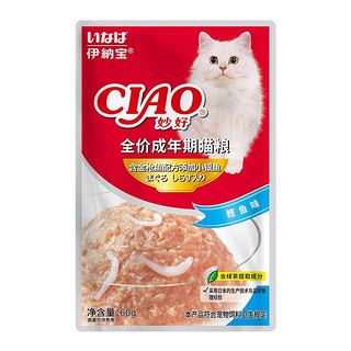 INABA 伊纳宝 猫零食 ciao妙鲜包 妙好猫湿粮猫罐头金枪鱼与蟹肉棒60g*12包