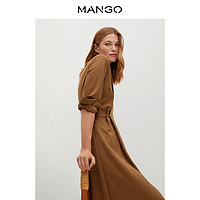 MANGO 芒果 87090526 女款长袖褶皱连身裙