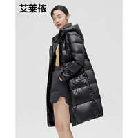 艾莱依羽绒服女2021年新款白鸭绒反季中长款高端加厚外套冬 6021401161 炭黑 180/100A/XXXL