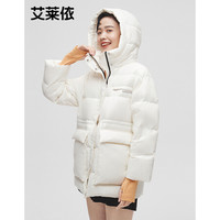 艾莱依短款羽绒服女2021年新款白鸭绒反季亮面时尚外套冬 6021401166 暖白色 175/96A/XXL