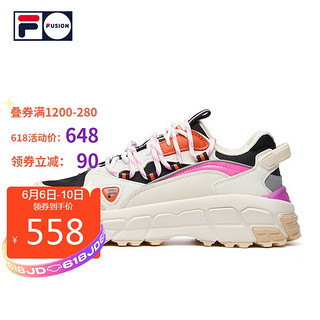 FILA 斐乐 FUSION SKYRUNNER女跑步鞋2020秋季新款登山风运动鞋 微白/陆朱色-SD 38.5