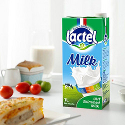 lactel 兰特 Lactel 脱脂牛奶1L*12盒 早餐奶 高钙奶 整箱装