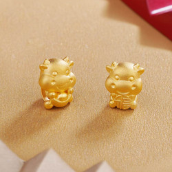 老庙黄金老庙牛福气元宝金牛本命年手饰吊坠送礼不送手绳