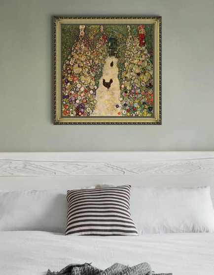 Artron 雅昌 克里姆特名人油画《有母鸡的园中小径》装饰画挂画 60×60cm
