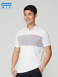 DECATHLON 迪卡侬 官网男装t恤短袖polo男士女士夏季条纹翻领polo衫INESIS 8556153（L、男款白色撞色）