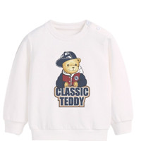 Classic Teddy 精典泰迪 儿童套头卫衣 棒球帽子熊净面DIY款 白色 90cm