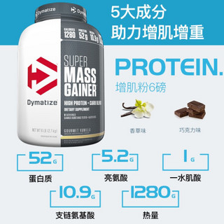 狄马泰斯Dymatize Super Mass乳清蛋白粉6磅瘦人男女健身增肌增重粉 12磅/袋 香草味