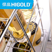 HIGOLD/悍高 拉篮加厚304不锈钢调味拉篮厨房橱柜拉篮 阻尼置物架 时尚款调味篮-实心圆钢一体式