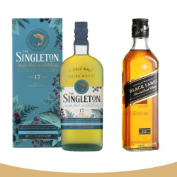 帝亚吉欧组合 Singleton苏格登17年 2020SR限量版 单一麦芽威士忌700ml +尊尼获加 黑牌黑方威士忌 1000ml