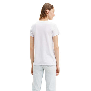 Levi's李维斯女士新款休闲纯棉白色字母印花短袖T恤夏17369-0958（XS、白色）
