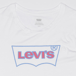 Levi's李维斯女士新款休闲纯棉白色字母印花短袖T恤夏17369-0958（S、白色）