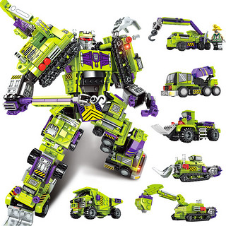 森宝积木变形机器人金刚儿童力积木机甲拼装汽车人男孩儿玩具 6合1铁血和平者