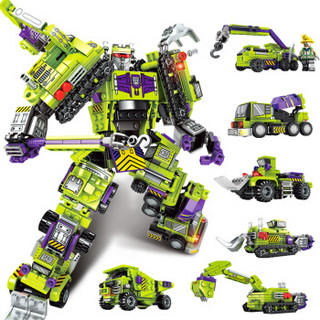 森宝积木变形机器人金刚儿童力积木机甲拼装汽车人男孩儿玩具 6合1积变赛车王