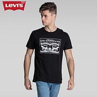 Levi's 李维斯 男士黑色圆领纯棉印花短袖T恤22495-0041