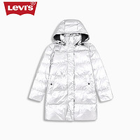 Levi's李维斯女士银色连帽中长款后背logo印花羽绒服22928-0000