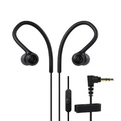 audio-technica 铁三角 SPORT10iS 入耳式挂耳式有线耳机 黑色 3.5mm