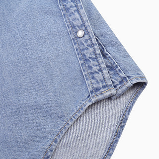 Levi's® x GANNI 联名系列女士翻领牛仔衬衫连衣裙87485-0000（M、浅牛仔色）