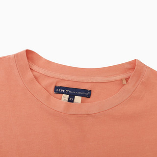 LEVI'S® 午夜蓝牌女士新款圆领纯棉泡泡袖短袖T恤17638-0002（M、粉橙色）