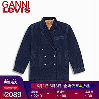 Levi's® x GANNI 联名系列女士西装领双排扣牛仔外套87481-0000（XS、深牛仔蓝）