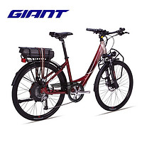 GIANT捷安特i Tour E+低跨点36v锂电池26寸成人助力电动自行车 端庄红 26x410 适合身高155-170cm