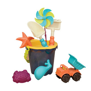 比乐（B.） B.Toys 儿童沙滩玩具宝宝水桶玩沙挖沙风车沙铲沙耙小车玩具套装六一儿童节礼物 中桶大海蓝+动物水枪