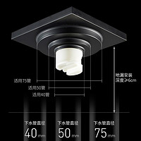 卡贝（cobbe）卫生间地漏家用排水防臭防虫地漏淋浴房洗衣机厨房地漏 黑色淋浴地漏