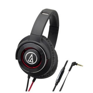 学生专享：audio-technica 铁三角 WS770iS 便携式智能手机耳麦 黑红 HIFI耳机 重低音耳机